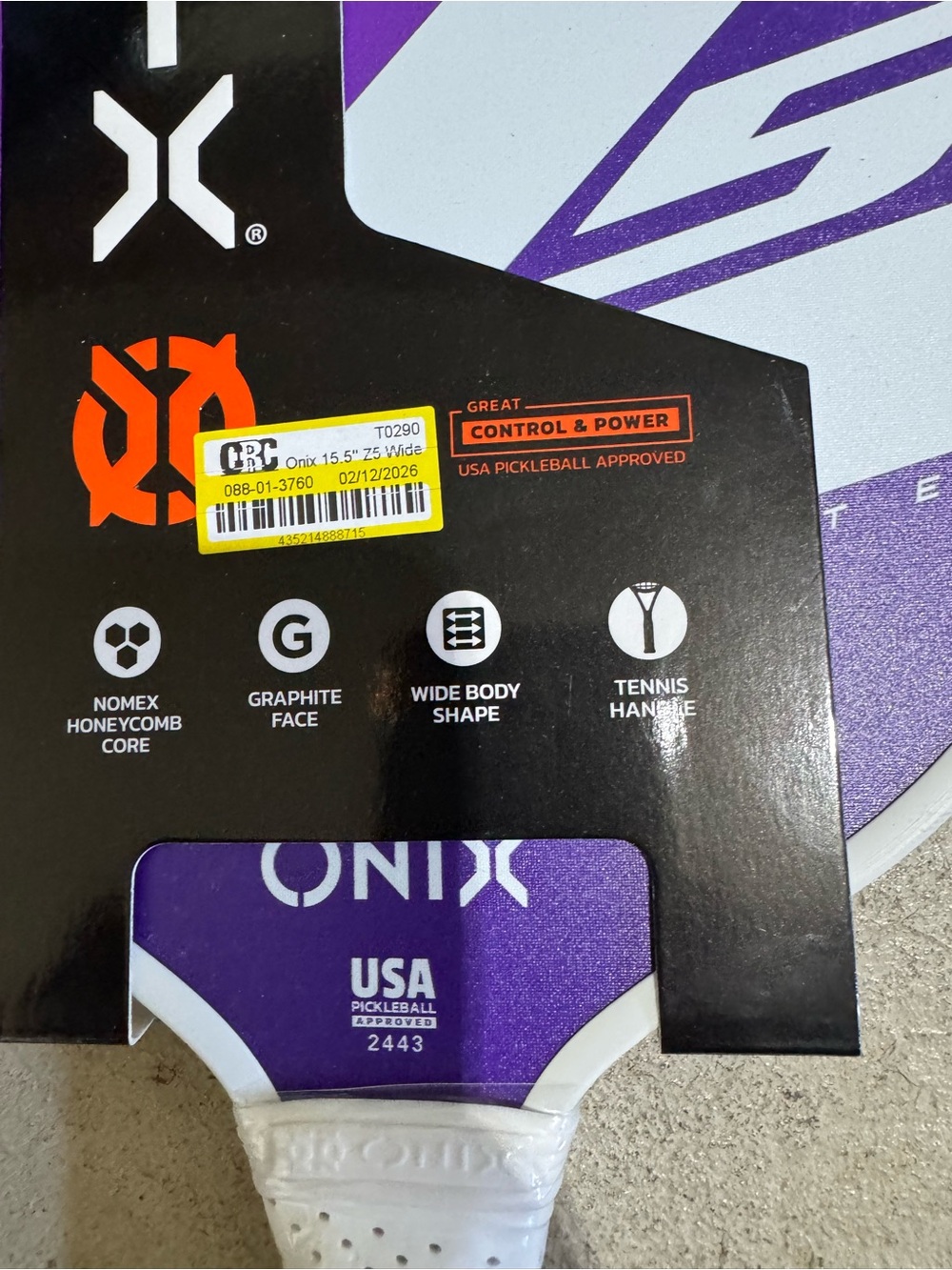 ONIX Graphite Z5 Pickleball Paddle - Purple and White NWT - Picture 3 of 6